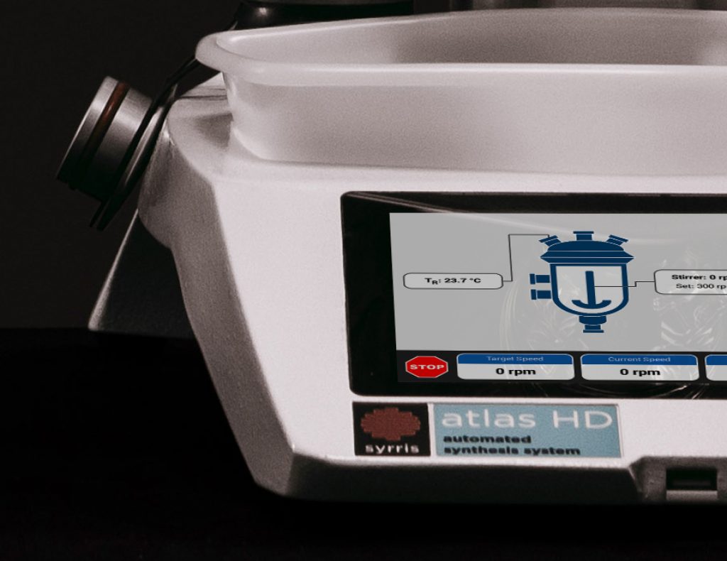 Syrris Atlas HD Automated Jacketed reactor, close-up of touchscreen